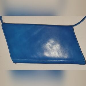 Gorgeous Blue Leather VINTAGE Asymmetric Crossbody Clutch Purse